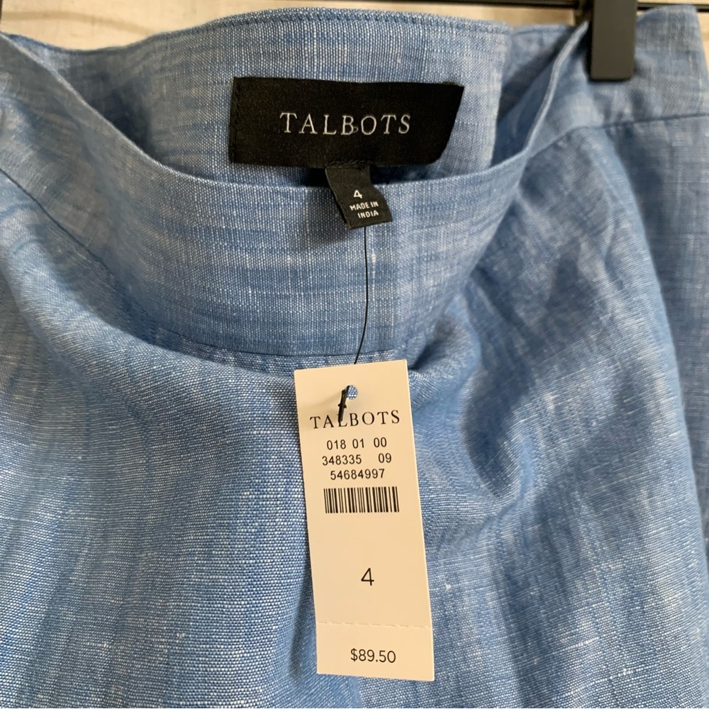 Talbots Embroidered A-Line Colorful Floral Linen Cotton Chambray 4 Spring Skirt - Picture 7 of 7